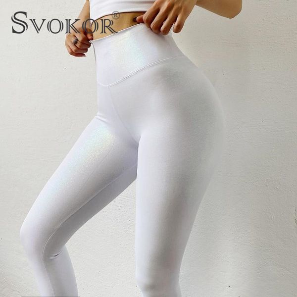 

svokor pearly bright surface women seamless high waist hip lift leggings fitness trousers the new style, Black