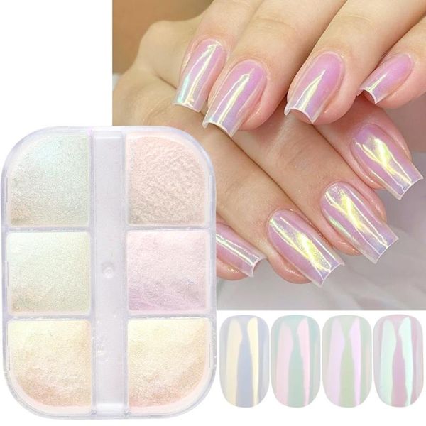 

nail glitter aurora mirror powder rubbing dust pigment chrome holographic art decorations gel polish for manicure tr1909-12, Silver;gold
