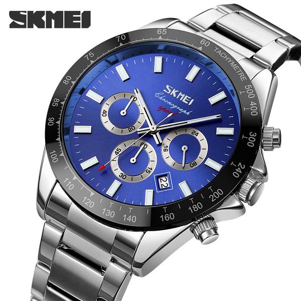 

wristwatches men watch brand skmei luxury sports quartz mens watches full steel waterproof satch wristwatch relogio masculino, Slivery;brown
