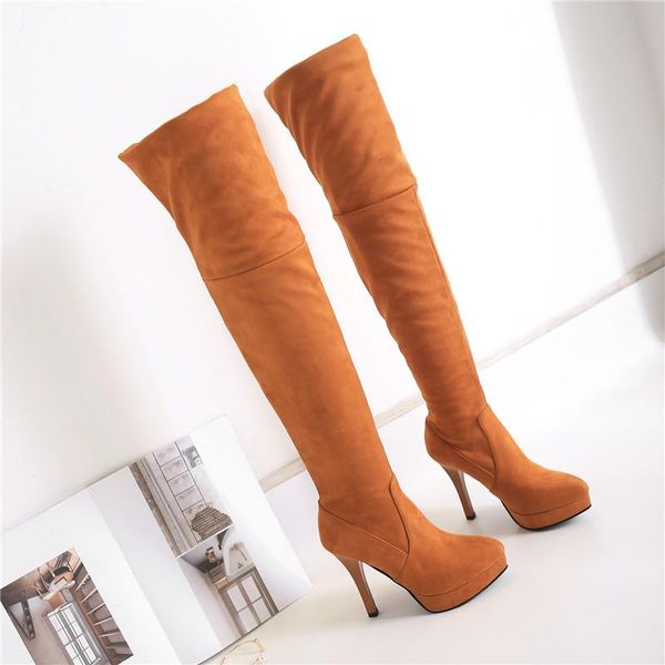 

boots ymechic 2021 autumn winter ladies shoes platform high heels over knee ridding black brown womens plus size