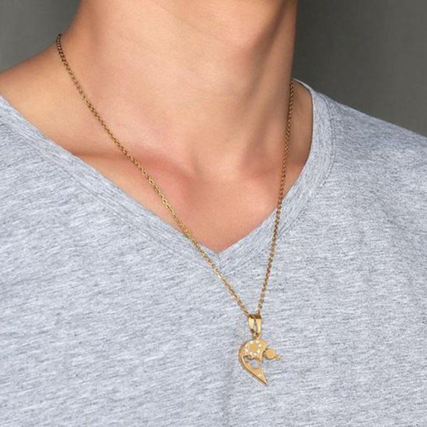 

pendant necklaces gorgor gold color originality rhinestone heart-shaped couple vacuum plating clavicle chain for women jewelry cn-075, Silver