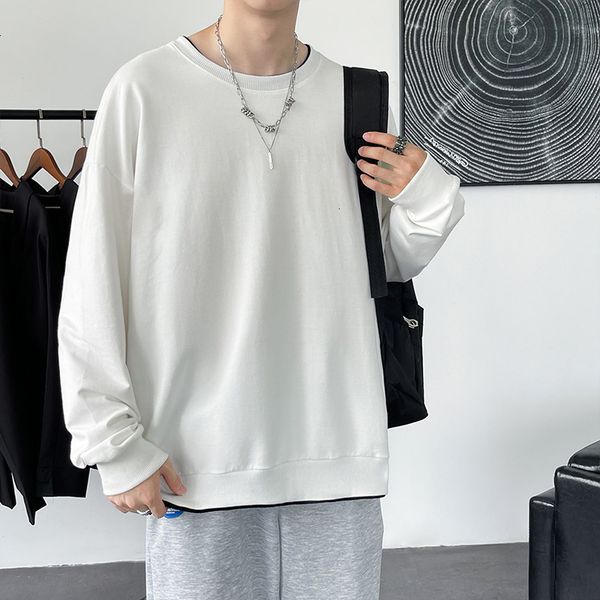 

piece men's two sweater fake brand 2021 autumn loose fashion cotton casual inner cloth, Black