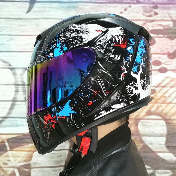 

full face motorcycle helmet washable lining with dual lens racing casco casque moto dot approved helmets