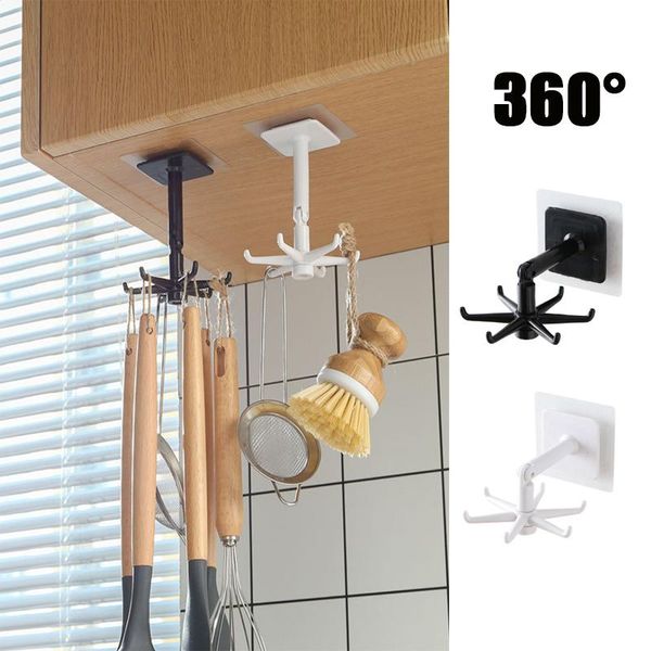 

multi-purpose hooks abs punch-360 degree rotatable kitchen hook home storage accessories organizador de cocina & rails