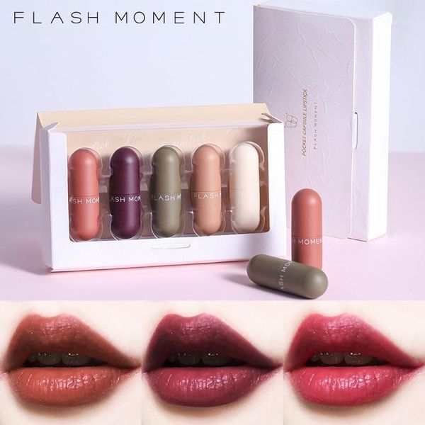 

flashmoment 5 colors cute mini matte lipstick long lasting set for lips stick waterproof mate tint lip kit lipgloss1