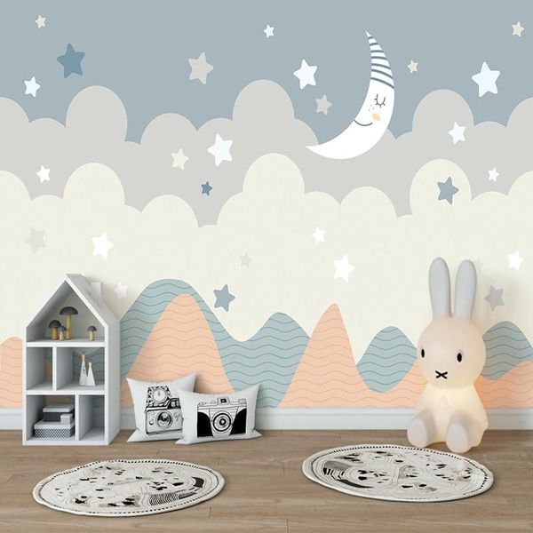 

wallpapers custom kids room wall cloth modern moon cartoon elk po wallpaper children's 3d mural /silk waterproof painting