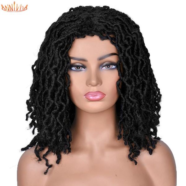

synthetic wigs short dreadlock hair wig crochet faux locs curly soft goddess braids for black women 16inch