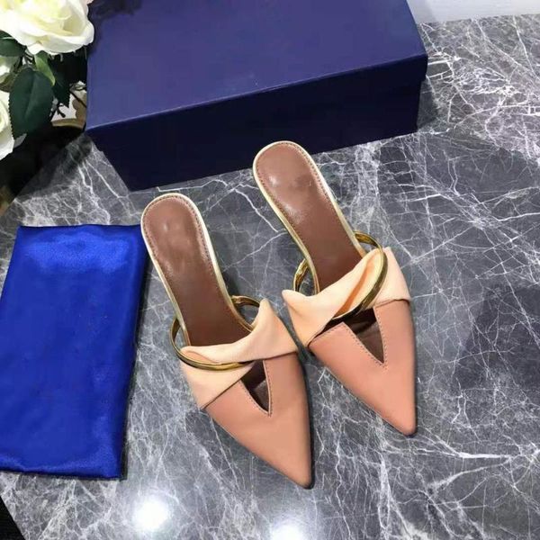 

vallu 2021 summer pointed sweet and spicy style bright colors unique design high-heeled outdoor women's slippers, Black