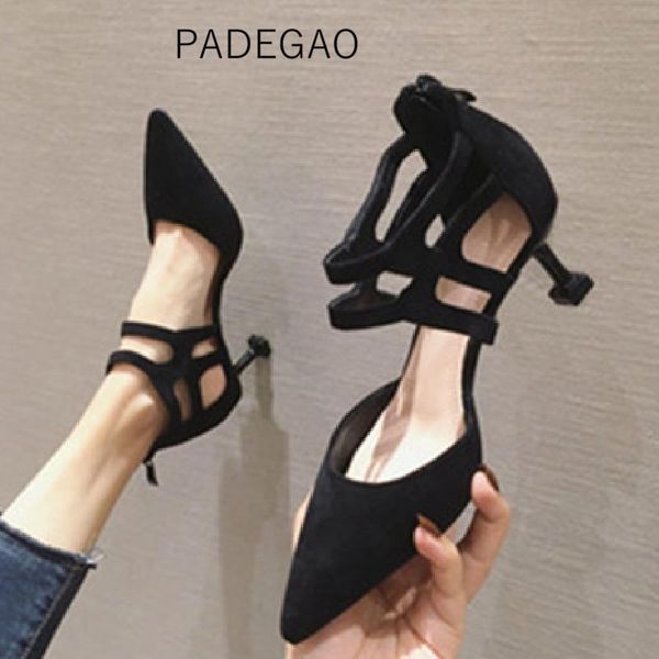 

high heel 2021 women sandals black solid shallow elegant concise fashion woman