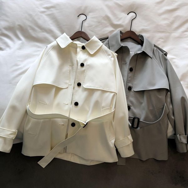 

women's trench coats autumn female fashion jacket with woman's turn down collar belt length regular streetwear 16hb, Tan;black