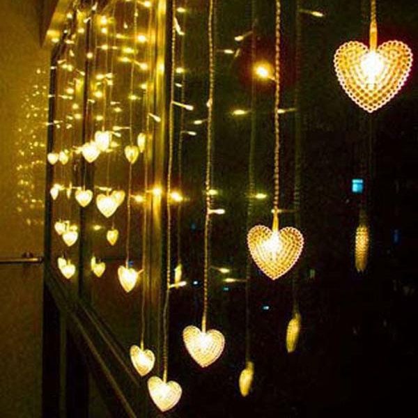 

strings 3.5m 16 hearts led icicle curtain lights string fairy strip festival holiday christmas wedding decoration light eu/us