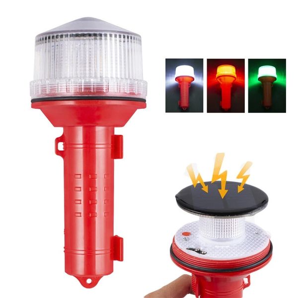

xanesÂ® solar power 3 color led boat navigation light 360Â° signal warning lamp for yacht marine anchor sailing
