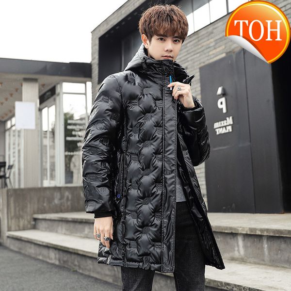 

kuyomens men's down jackets mens brand thick warm fur collar hooded duck coat male casual winter jacket men chaqueta hombre, Black