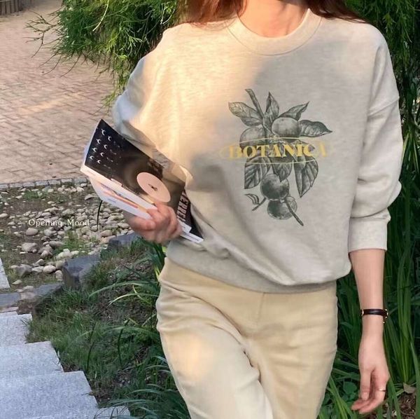 

korean style sweater simple printing round neck terry cotton women's, Black
