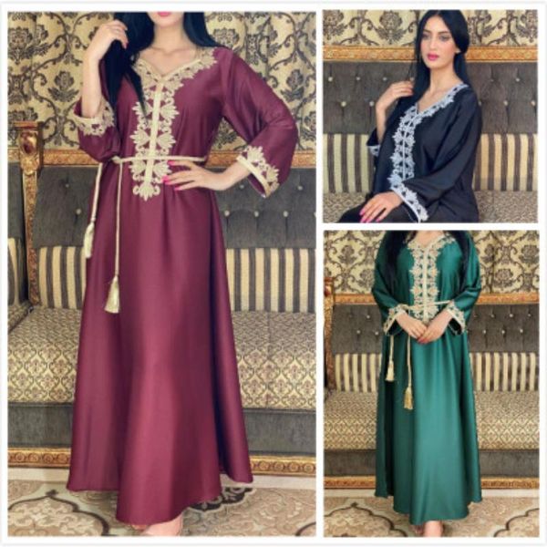 

ethnic clothing kaftan dubai abaya robe femme turkey muslim long satin dress islam plus size dresses abayas for women vestidos largos, Red
