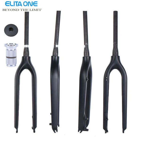 

bike forks elita one bicycle carbon fork road mountain front full fiber tapered 29 inch no logo ud matte black 2021
