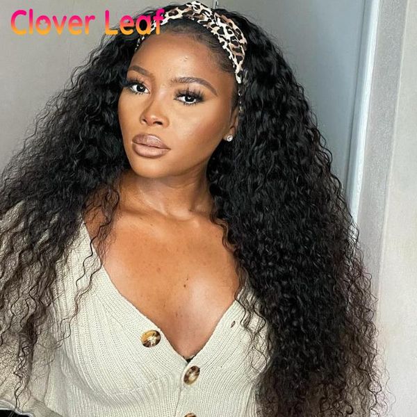 

hair bulks curly headband 150% human kinky head band scarf glueless, Black