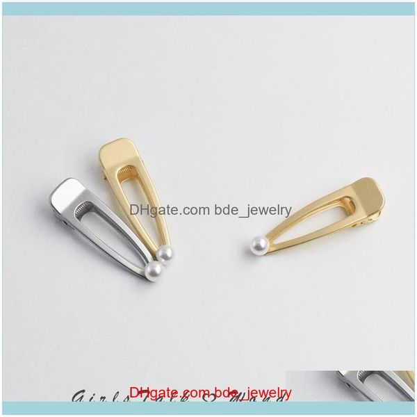 

hair jewelry jewelryhair clips & barrettes ganxin matte metal pearls clip tiktak aessories for women korean gold sier color barrette hairpin, Golden;silver
