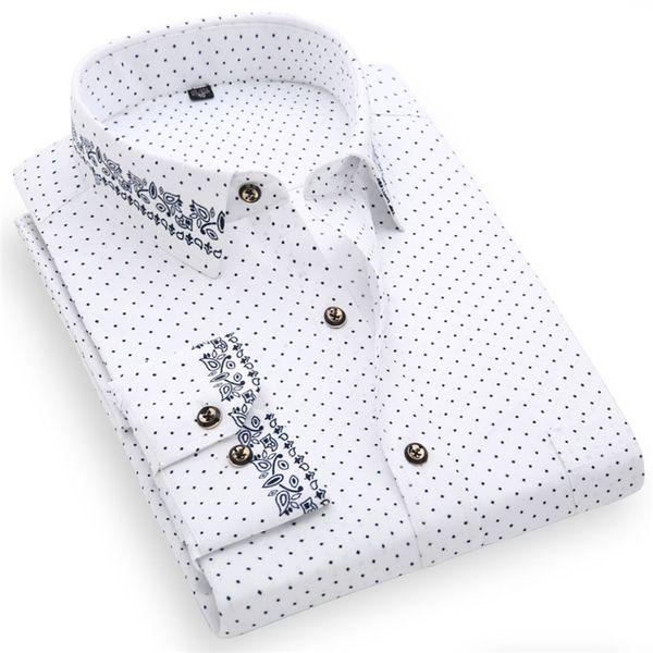 

stylish mens printed casual shirts thin fashion soft regular fit social floral long sleeve beach dress shirt for men 220312, White;black