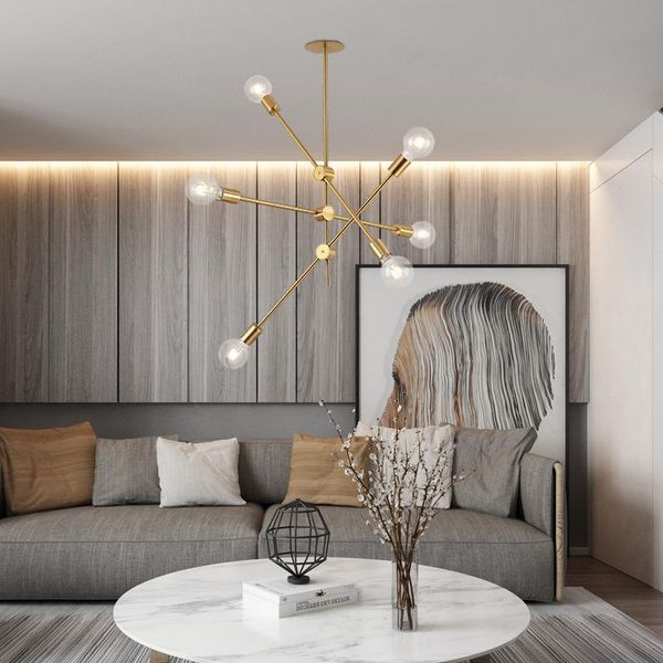

chandeliers brushed brass sputnik chandelier lighting fixtures home led modern metal ceiling lamps nordic postmodern hanging lamp lustre