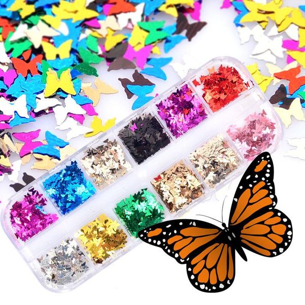 

nail art decorations accessories butterfly sequins creative design diy paper decoration trimming set, Silver;gold