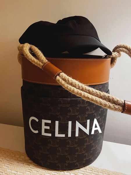 

70% off net red same print letter hemp rope single shoulder armpit bucket bag 2021 new women's bag fashion ses4