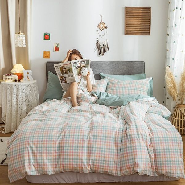 

all washing four of pure cotton bedding quilt cover fitted sheet student dormitory three piece set