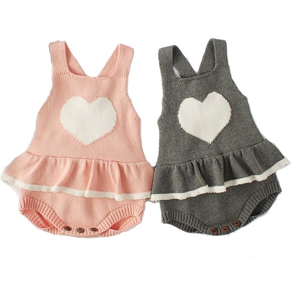 

summer 0-2 years old cute love baby cotton knitting romper children's sleeveless jumpsuit clothing 210417, Blue