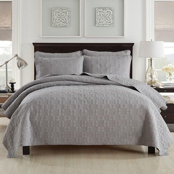 

comforters & sets chausub solid bedspreads quilt set 3pcs cotton quilts embroidered quilted bed cover with 2 pillowcase king queen size cove