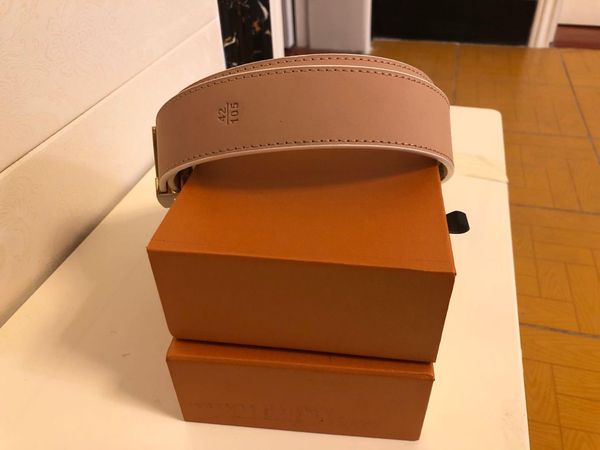 

initials buckle inlaid men belt women genuine business belts with box, Black;brown