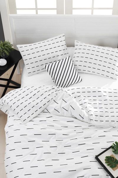 

100% natural cotton double duvet cover set stick white ep-018695 bedding sets