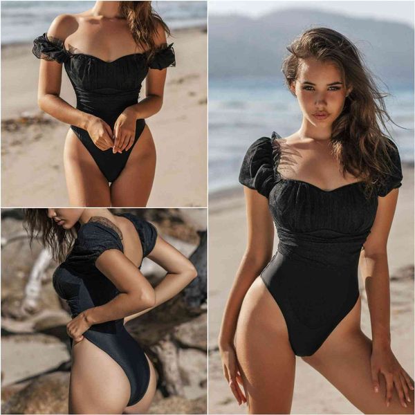 

women's women swimwear bikinis beach summer gauze panelled short sleeve swimming monokini one piece swimsuits swim bathing su, White;black