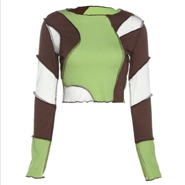 

women's t-shirt winter fashion long-sleeved round-neck umbilical slim, White