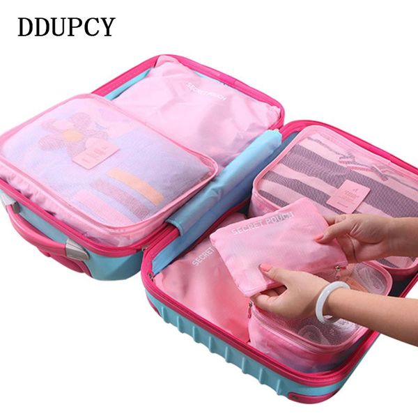 

duffel bags 6 pcs/set women men travel bag waterproof high capacity luggage clothes tidy sorting pouch portable organizer case
