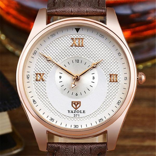 

wristwatches yazole business men watch classic black quartz watches for soft leather strap clock relogio masculino, Slivery;brown