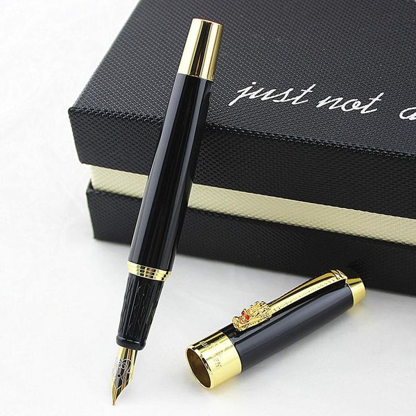 

gold dragon clip design luxury metal fountain pen medium nib black pens