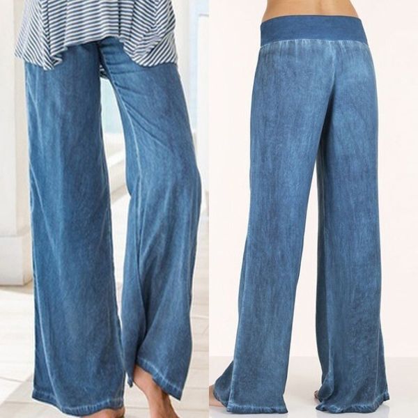 

Fashion A Pair Of Jeans Large Women' Casual Pants Thin Wide Leg, Black