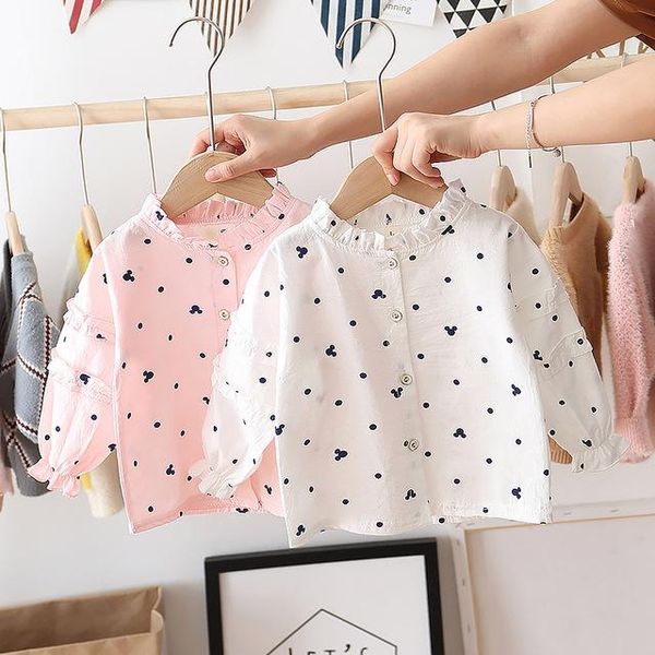 

shirts kids girls formal uniform shirt 2021 spring autumn fashion cotton long sleeve cartoon toddler party clothing, White;black