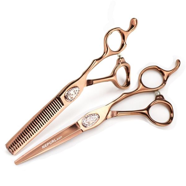 NEPURLSON FBS-01 Friseur-Haarschneideschere Bronzegold 6,0 Zoll professioneller 440C-Edelstahl