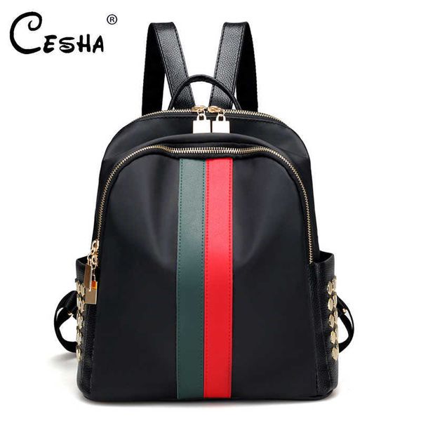 Cesha вскользь красный зеленый полосатый рисунок рюкзак женского высокого качества водонепроницаемый школьный рюкзак для девочек мода рюкзак satchel x0529