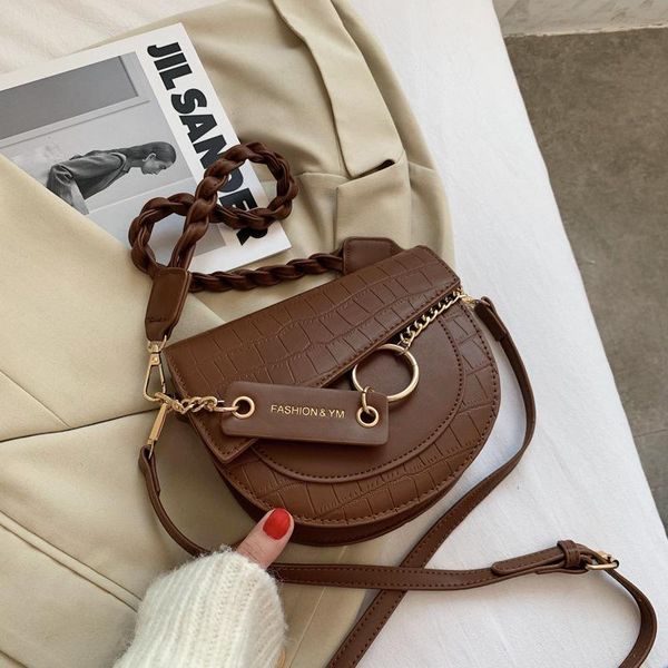 

crocodile pattern bag women's single shoulder crossbody bags fashion leisure chain saddle luxury designer handbag