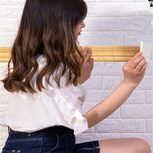 

wallpapers 3d embossed self-adhesive foam baseboard wall sticker waistline floor corner line skirting board stickers waterproof