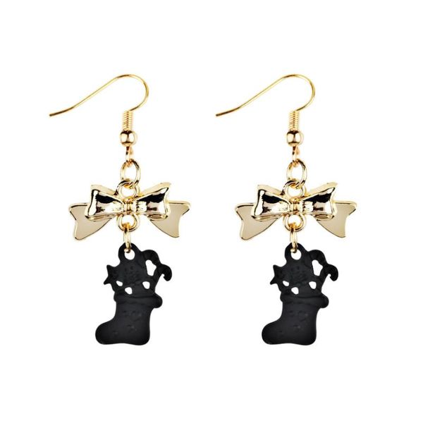 

colors fashion women dangle earring bowknot christmas boots earrings jewelry drop for ladies & chandelier, Silver
