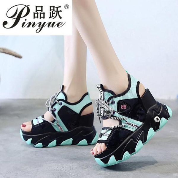 

sandals platform muffin bottom symphony chunky super high heel student increase summer beach shoes sandalias mujer, Black