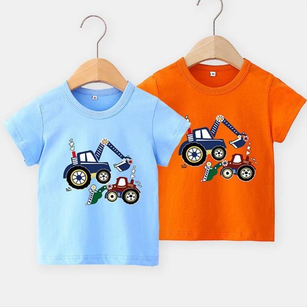 

1 12 year old boy t shirt summer cotton cartoon print fashion short sleeved childrens kid clothes, Blue
