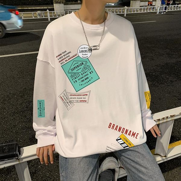 

men's hoodies & sweatshirts fashion brand 2021 black white print loose spring autumn hip hop casual punk streetwear clothes