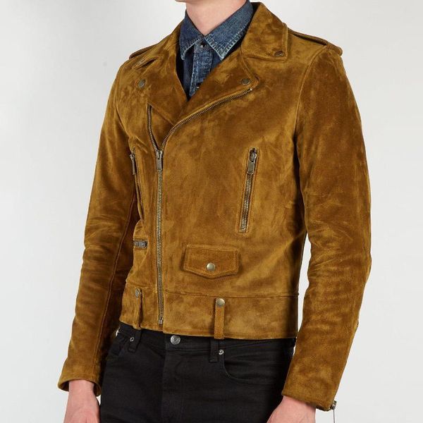 

classic suede sheepskin jacket coat code@s6 men's jackets, Black;brown