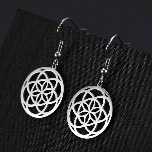 

dangle & chandelier sipuris round retro style drop earrings flower geometric stainless steel earring fashion jewelry accessories gift women, Silver