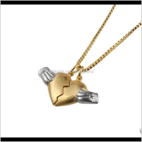 

necklaces & pendants drop delivery 2021 jewelry fashion charm heart pendant necklace gift gold color punk hip hop 60cm long chain for men kh, Silver
