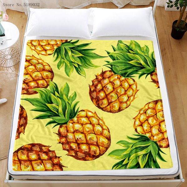 

blankets pineapple soft warm coral fleece plush throw blanket summer fruit flannel tropical bird printing bedding